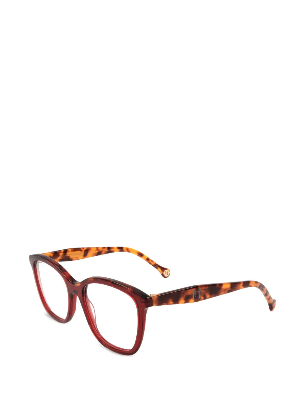 Carolina Herrera Occhiali squadrati con effetto tartarugato - Rosso