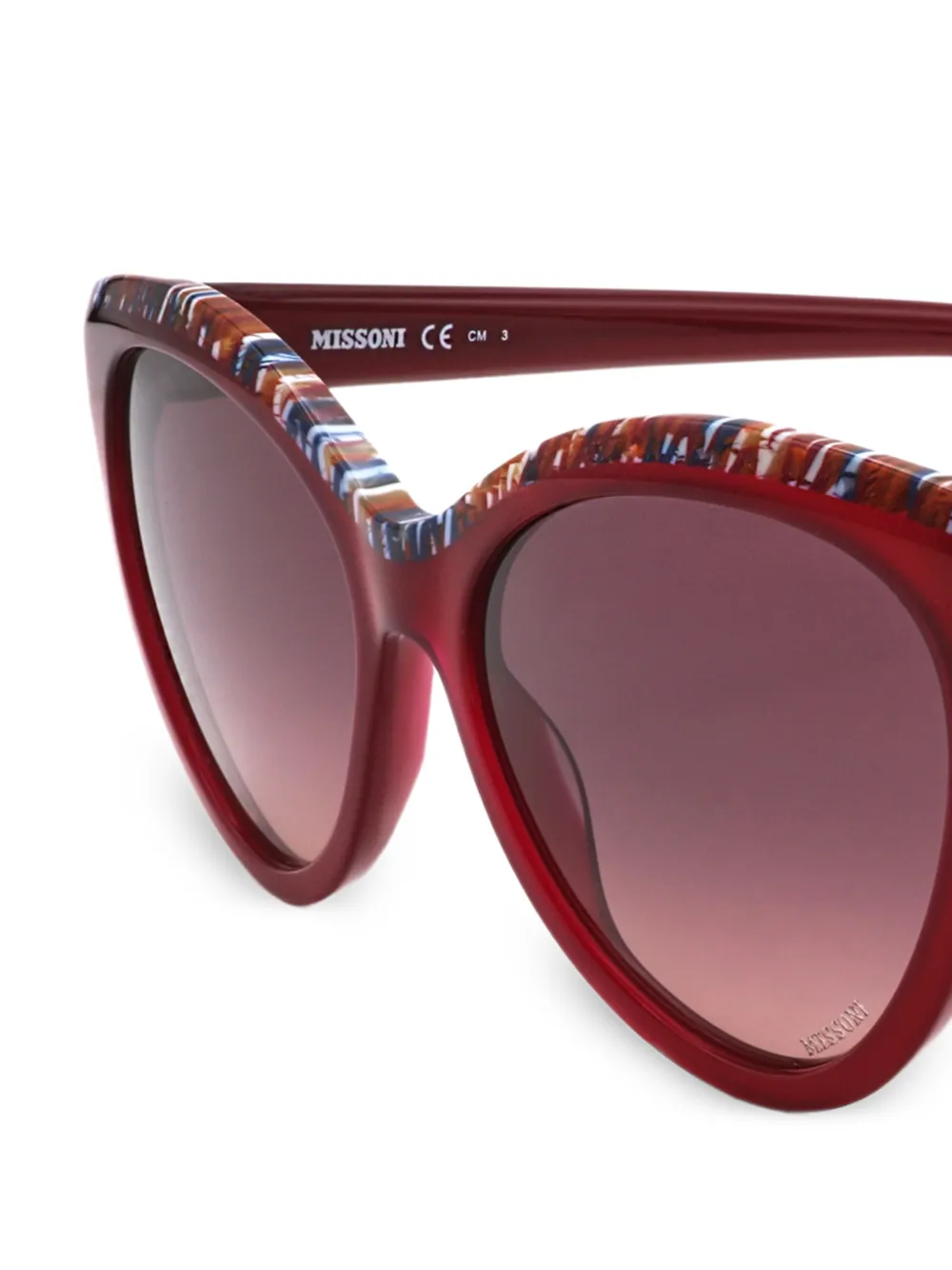 MISSONI EYEWEAR Zonnebril met zigzag-afwerking en cat-eye montuur Rood