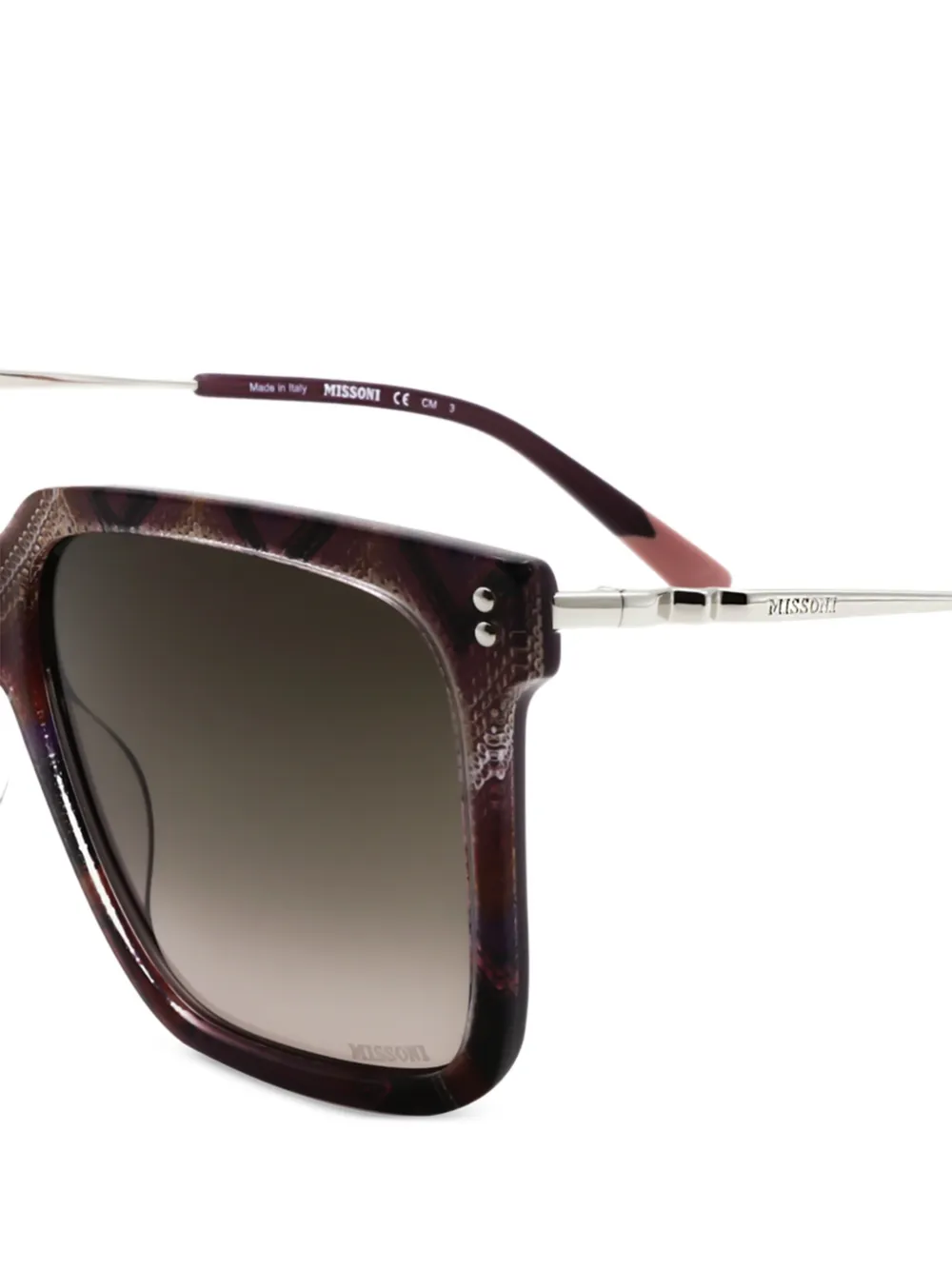 MISSONI EYEWEAR 57 mm zonnebril met roze-violet montuur en patroon Paars