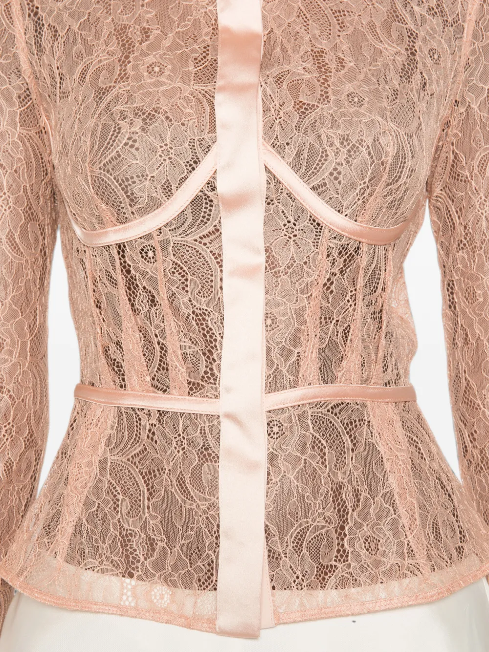 Elisabetta Franchi Blouse met kanten vlakken en satijnen afwerking Roze