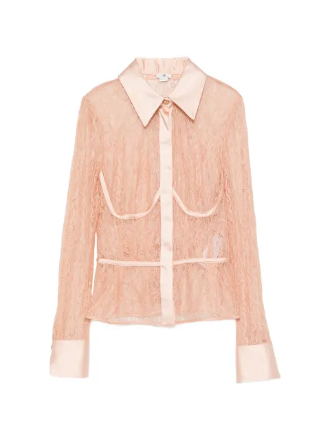 Elisabetta Franchi lace-panelled satin-trim shirt