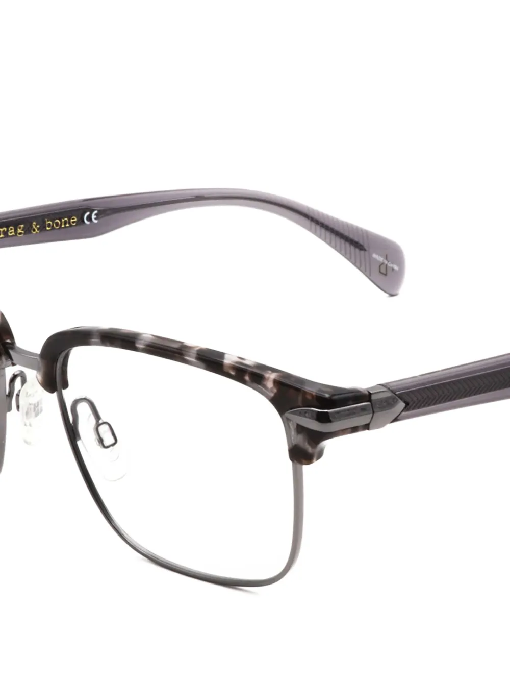 RAG & BONE EYEWEAR Havana bril met vierkant montuur en schildpadschild-design Grijs