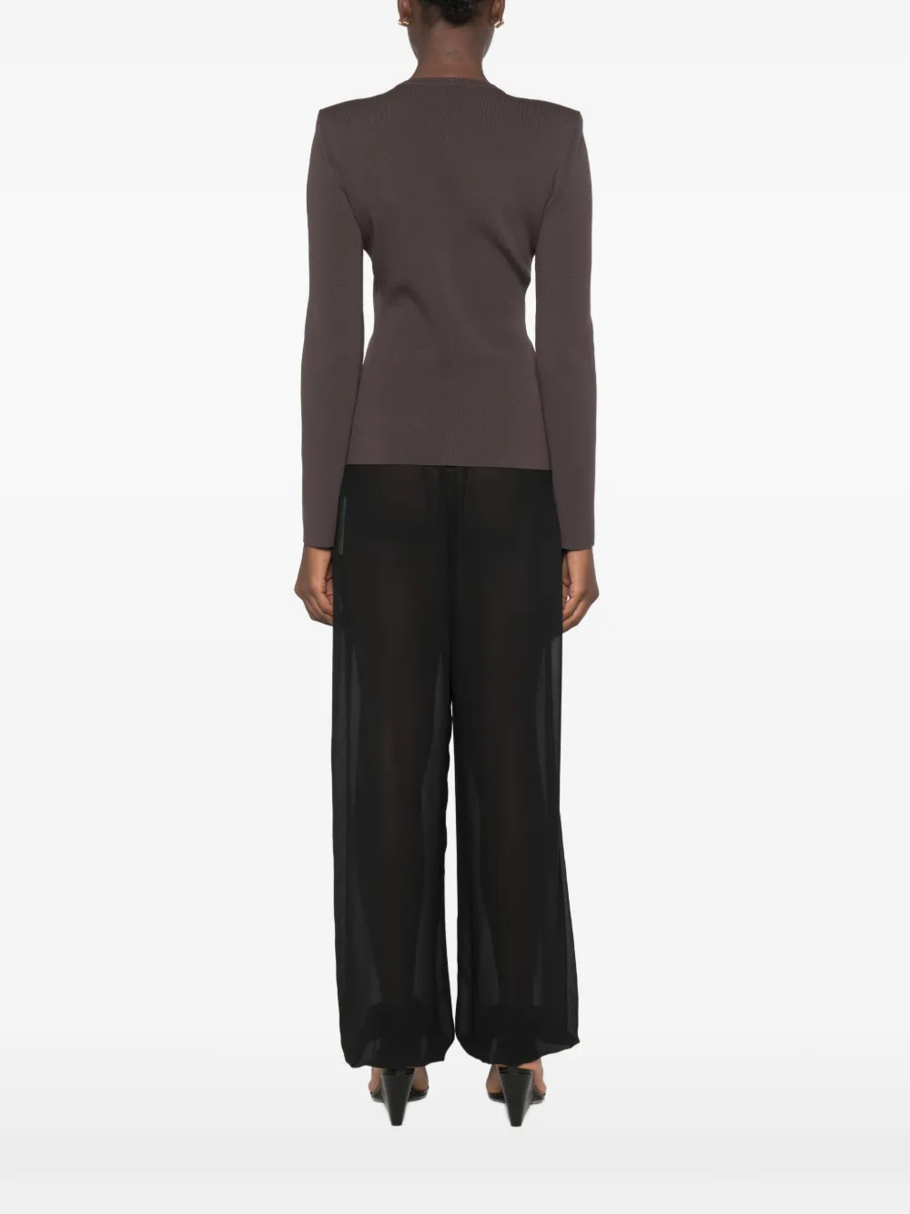 Elisabetta Franchi Gebreid vest met rits Bruin