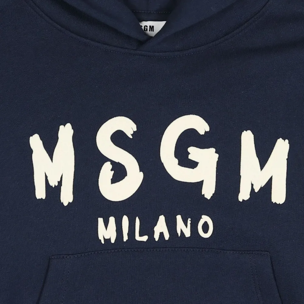 MSGM Kids Hoodie met logoprint Blauw