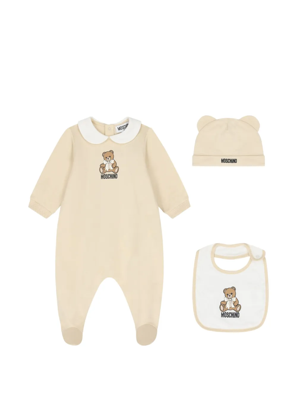 Moschino Kids Teddy Bear babygrow set (set of three) - Nude