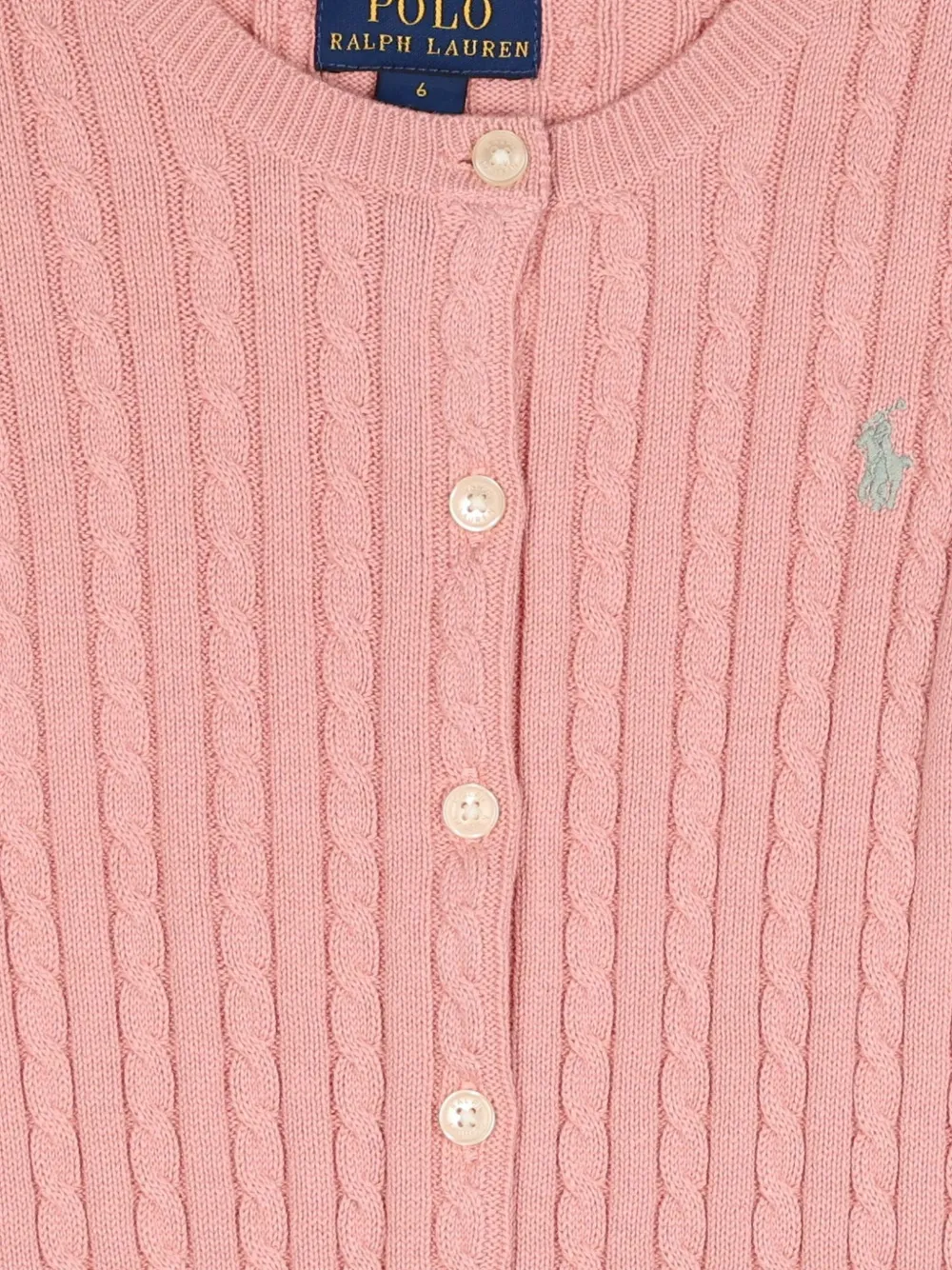 POLO RALPH LAUREN KIDS Kabelgebreid vest met geborduurd logo Roze