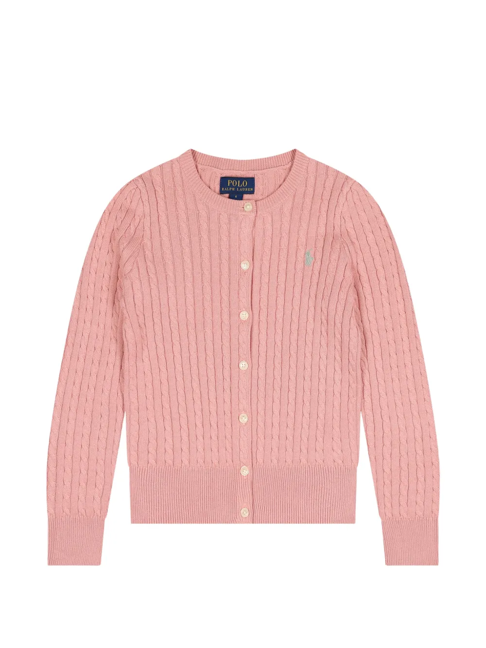 POLO RALPH LAUREN KIDS cable-knit embroidered-logo cardigan - Rosa