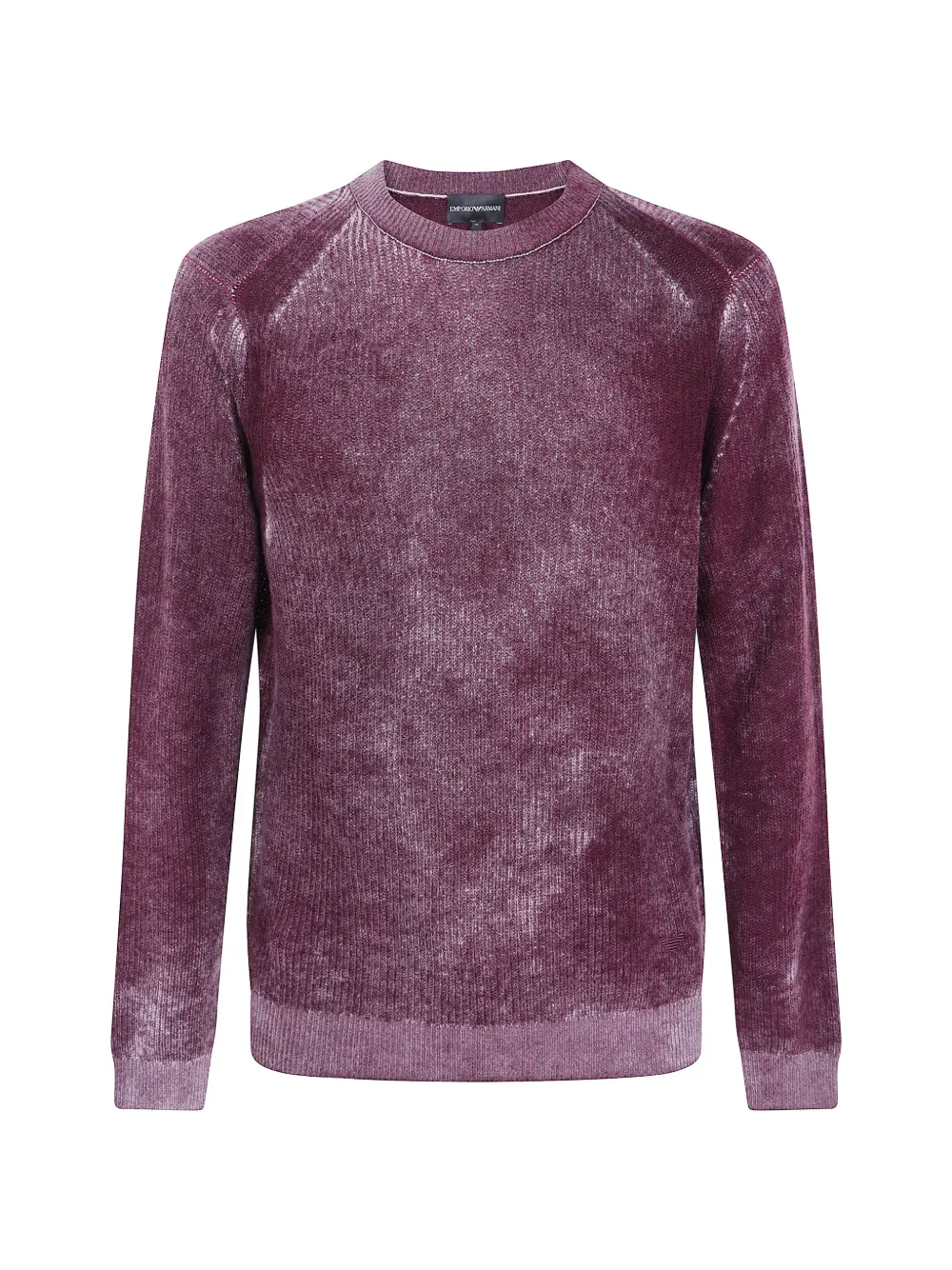 Emporio Armani ribbed virgin wool sweater with mélange print - Rosso