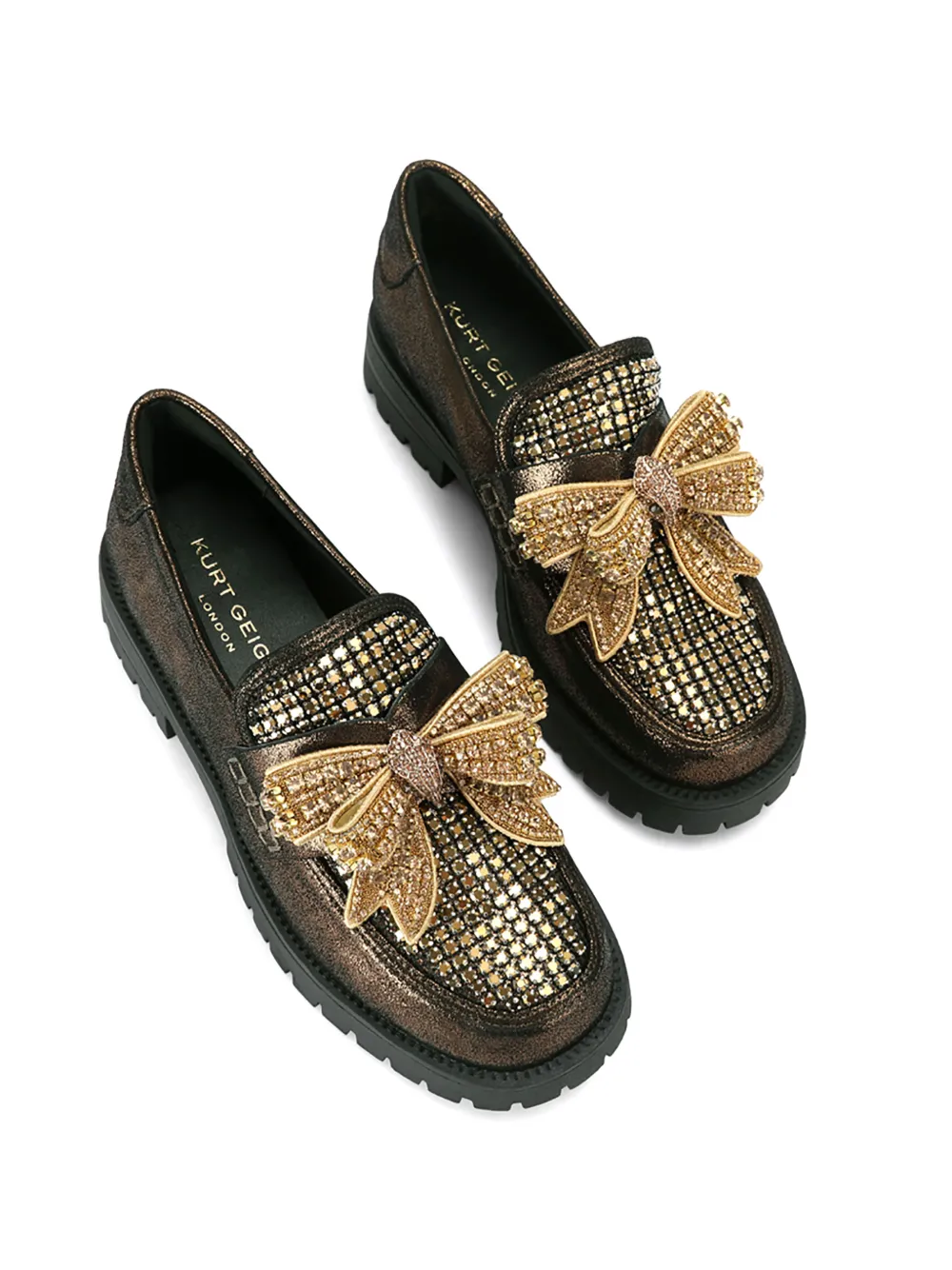 Kurt Geiger London Loafers met strik en kristallen Bruin