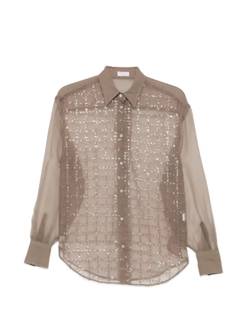 Brunello Cucinelli sequin-embellished semi-sheer shirt