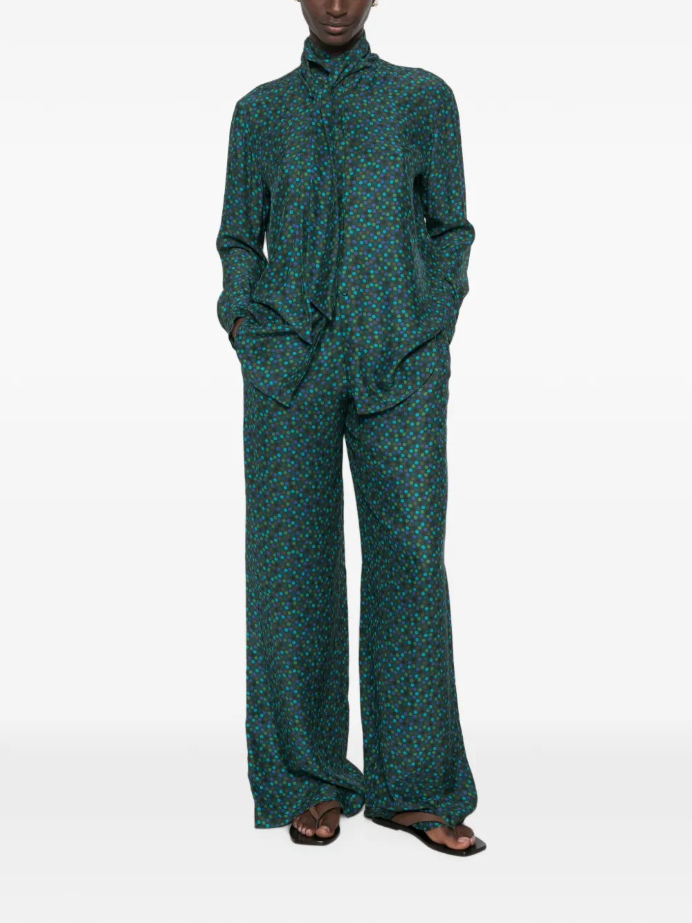 Gianluca Capannolo Katherine blouse met stippen en strik Groen
