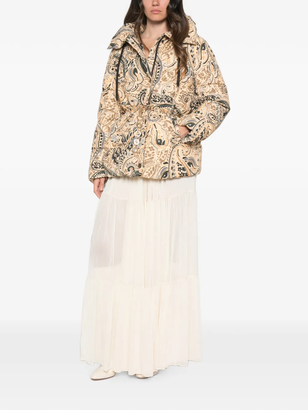 ETRO paisley-print hooded jacket Beige