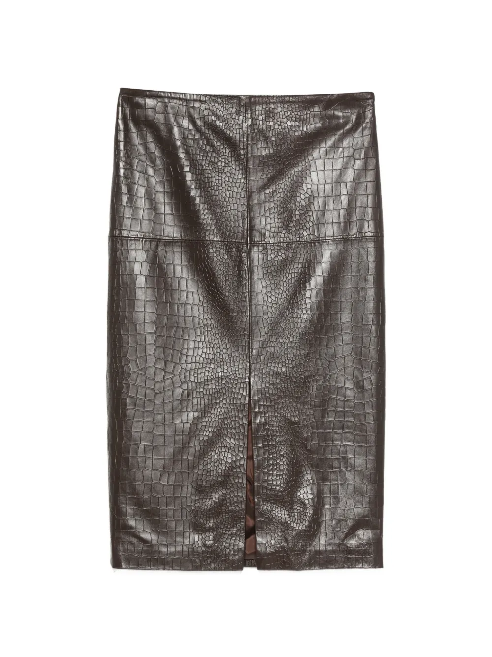 Federica Tosi crocodile-effect leather midi skirt - Braun