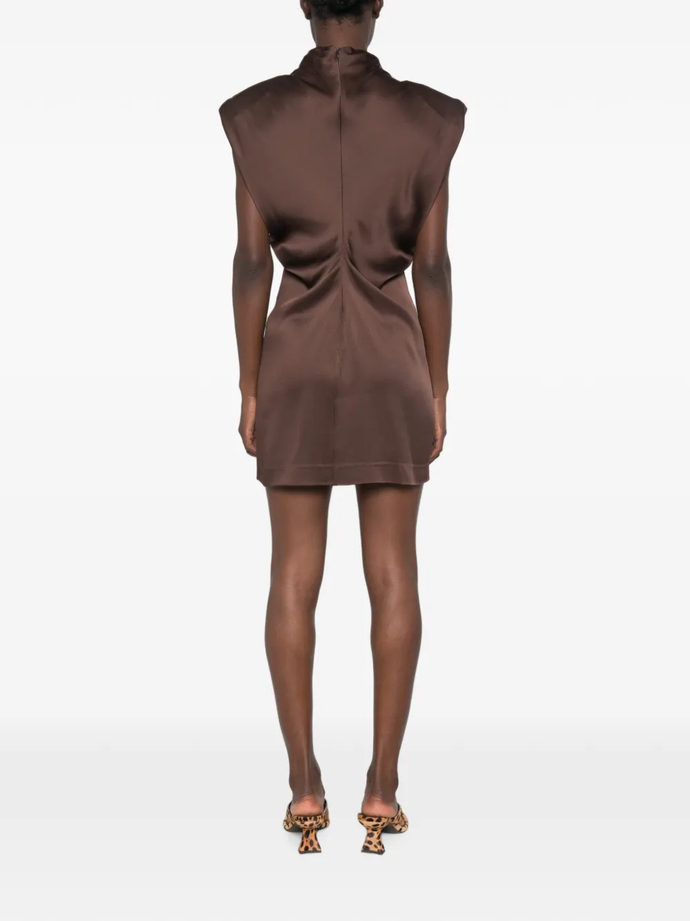 Federica Tosi Mouwloze mini-jurk Bruin