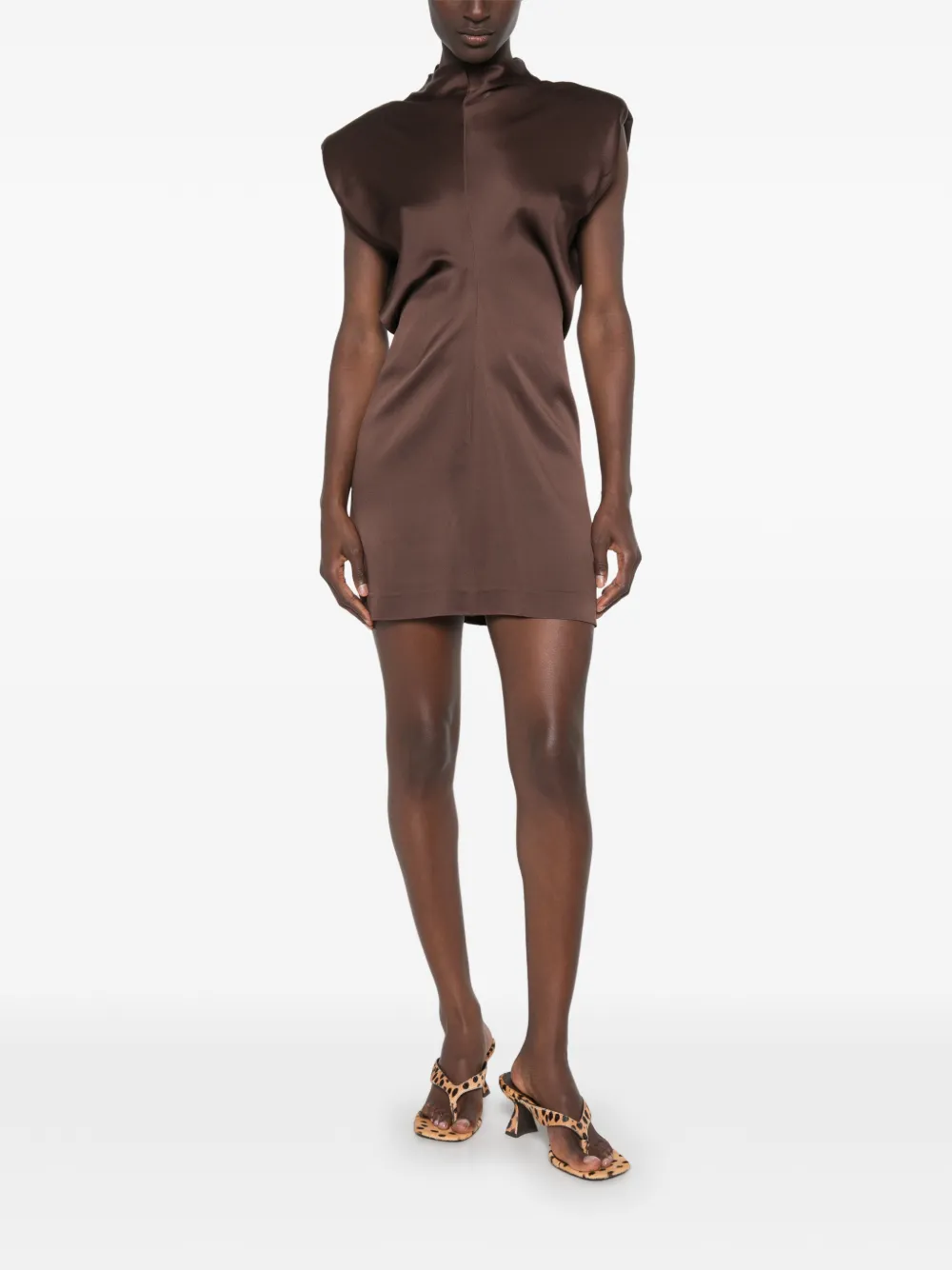 Federica Tosi Mouwloze mini-jurk Bruin