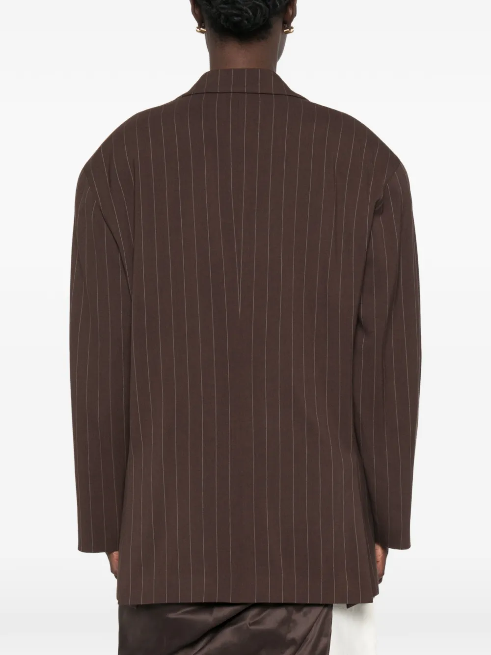 Lardini Pinstripe-pattern Single-breasted Wool Blazer in Brown, view 4