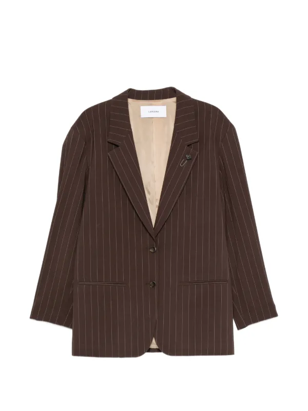 Lardini Pinstripe-pattern Single-breasted Wool Blazer in Brown
