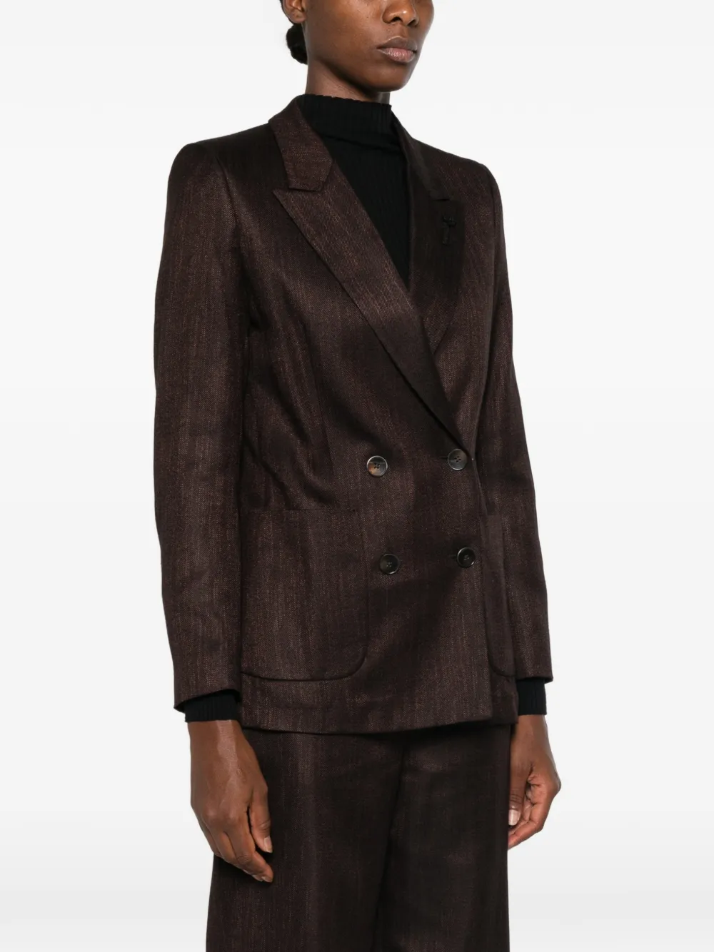 Lardini double-breasted peaked-lapel blazer Bruin