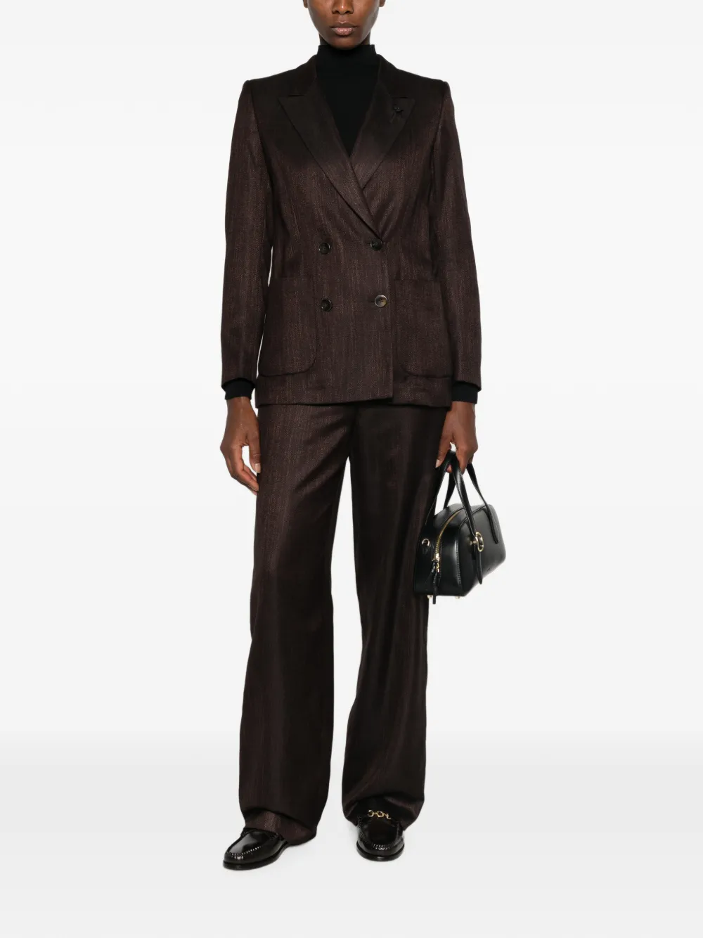 Lardini double-breasted peaked-lapel blazer Bruin
