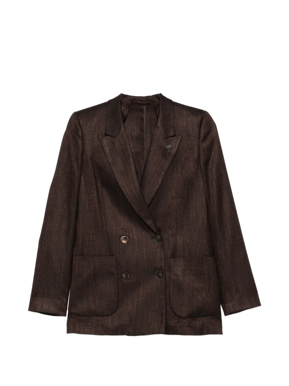 Lardini double-breasted peaked-lapel blazer - Braun