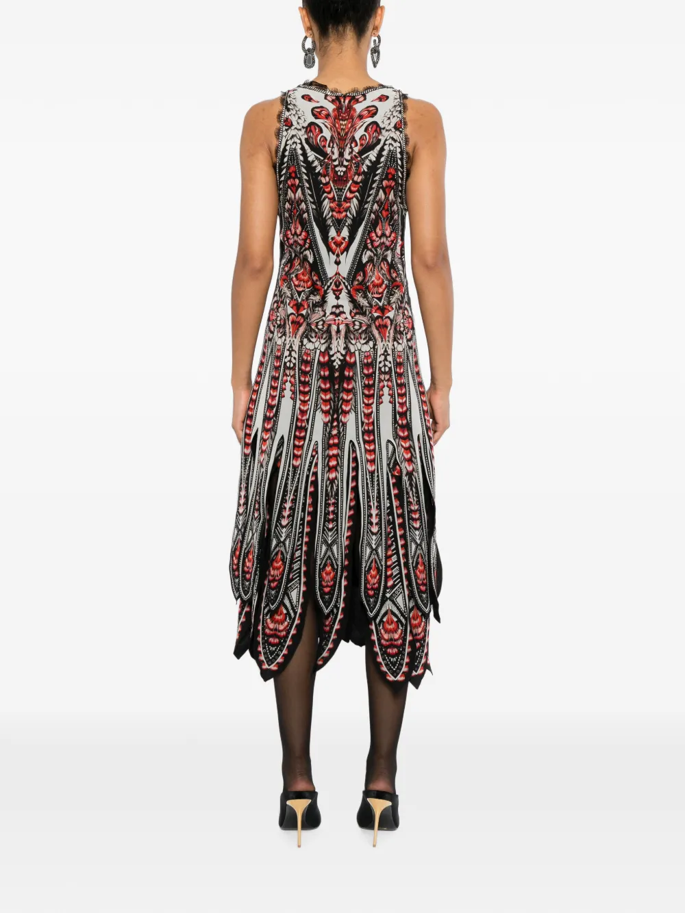 Roberto Cavalli Midi-jurk met grafische print Zwart