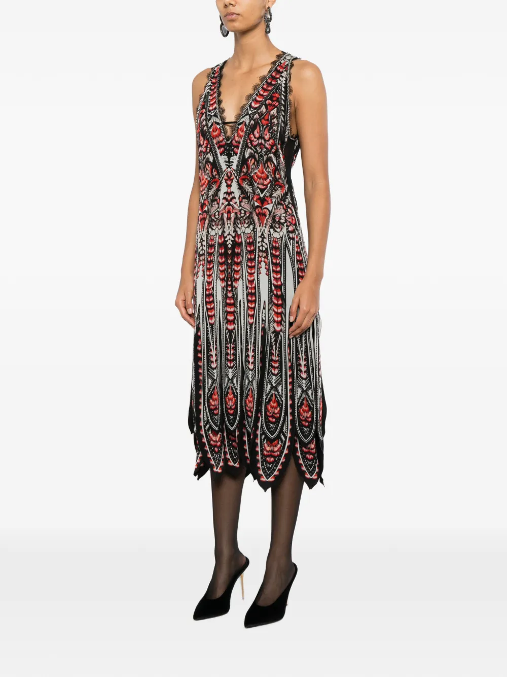 Roberto Cavalli Midi-jurk met grafische print Zwart