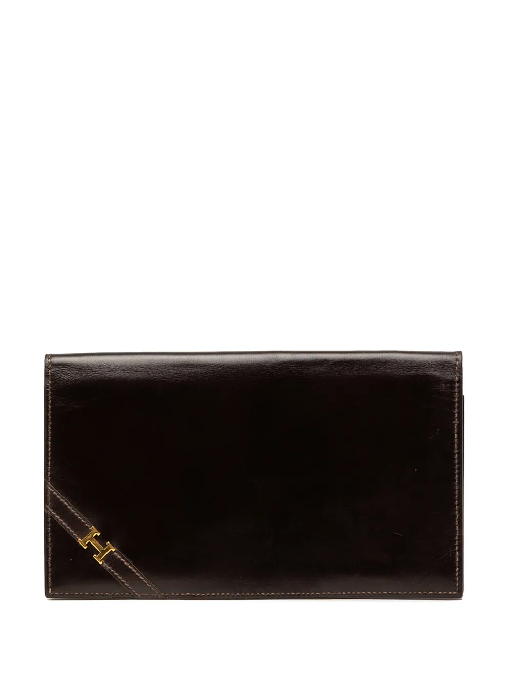 Pre-owned Hermes 1981 Box Calf Lydie Bifold Wallet Long Wallets In Brown