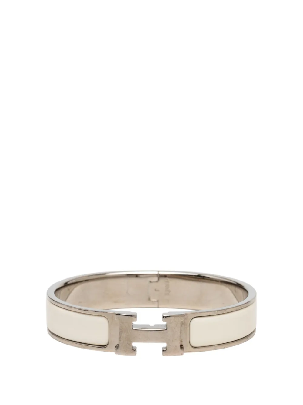 Pre-owned Hermes 2000-2026 Narrow Enamel Clic H Bracelet Pm Costume Bracelet In White
