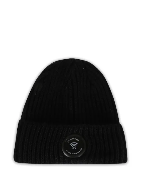 C.P. Company ribbed-knit logo-patch beanie hat