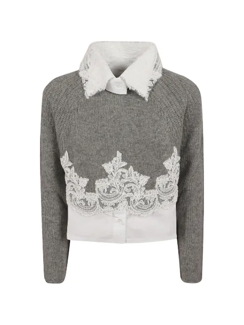 Ermanno Scervino lace-trim collared sweater