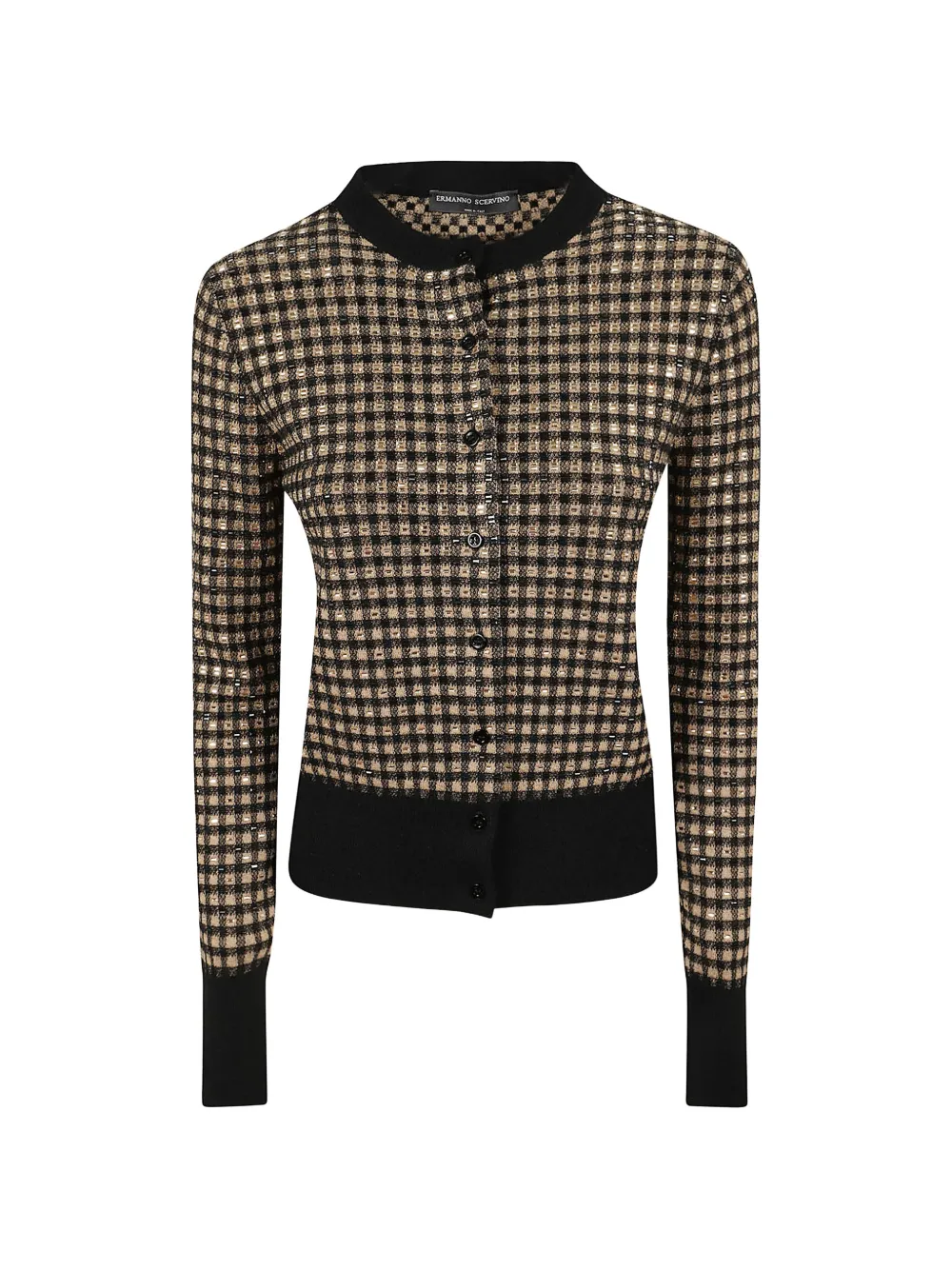 Ermanno Scervino crystal-embellished gingham cardigan - Schwarz