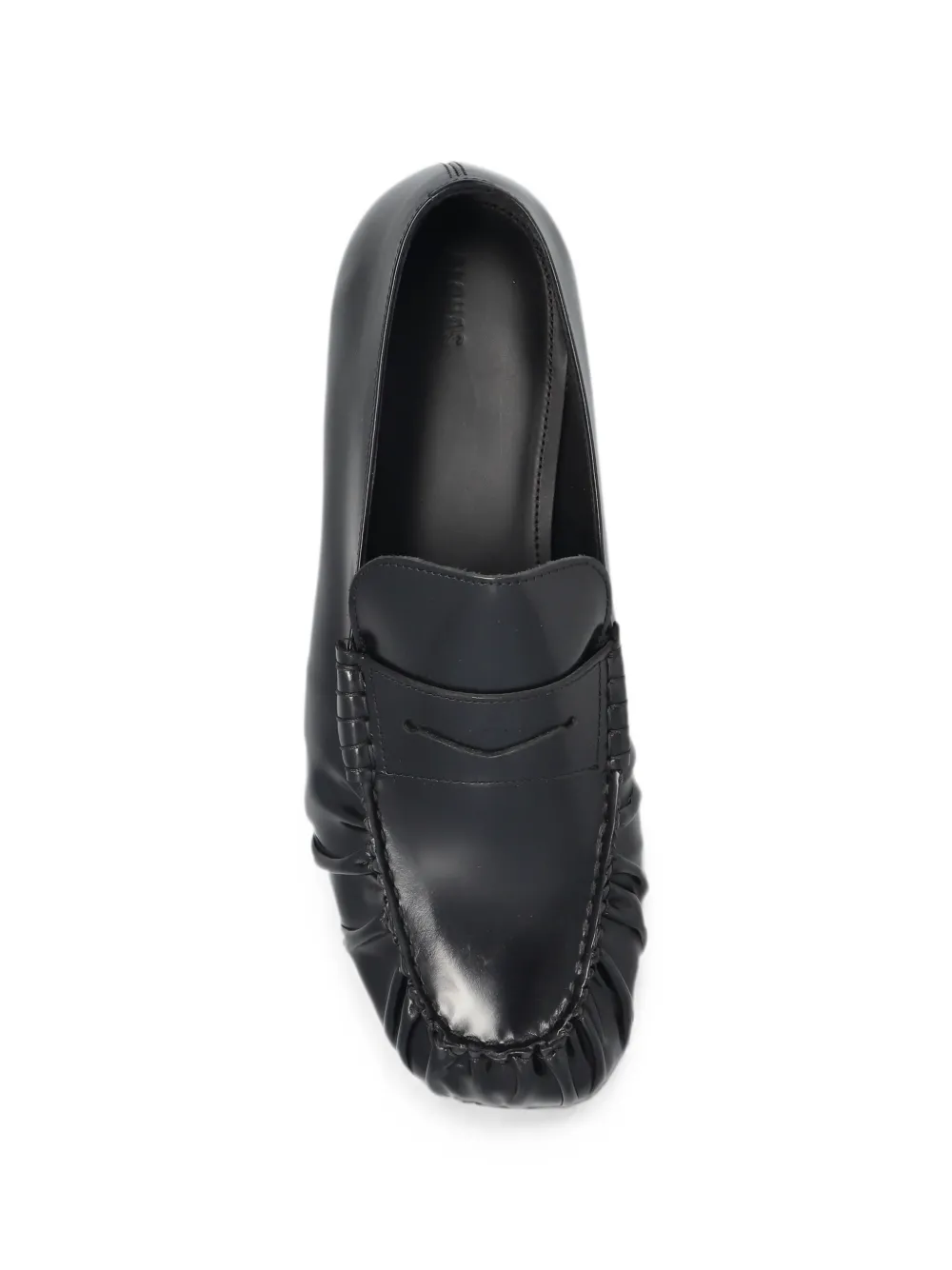 ALOHAS Aven ruched leather loafers Zwart