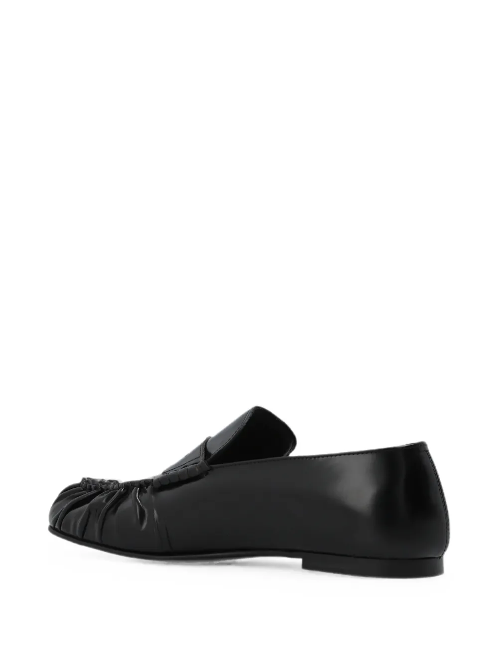 ALOHAS Aven ruched leather loafers Zwart