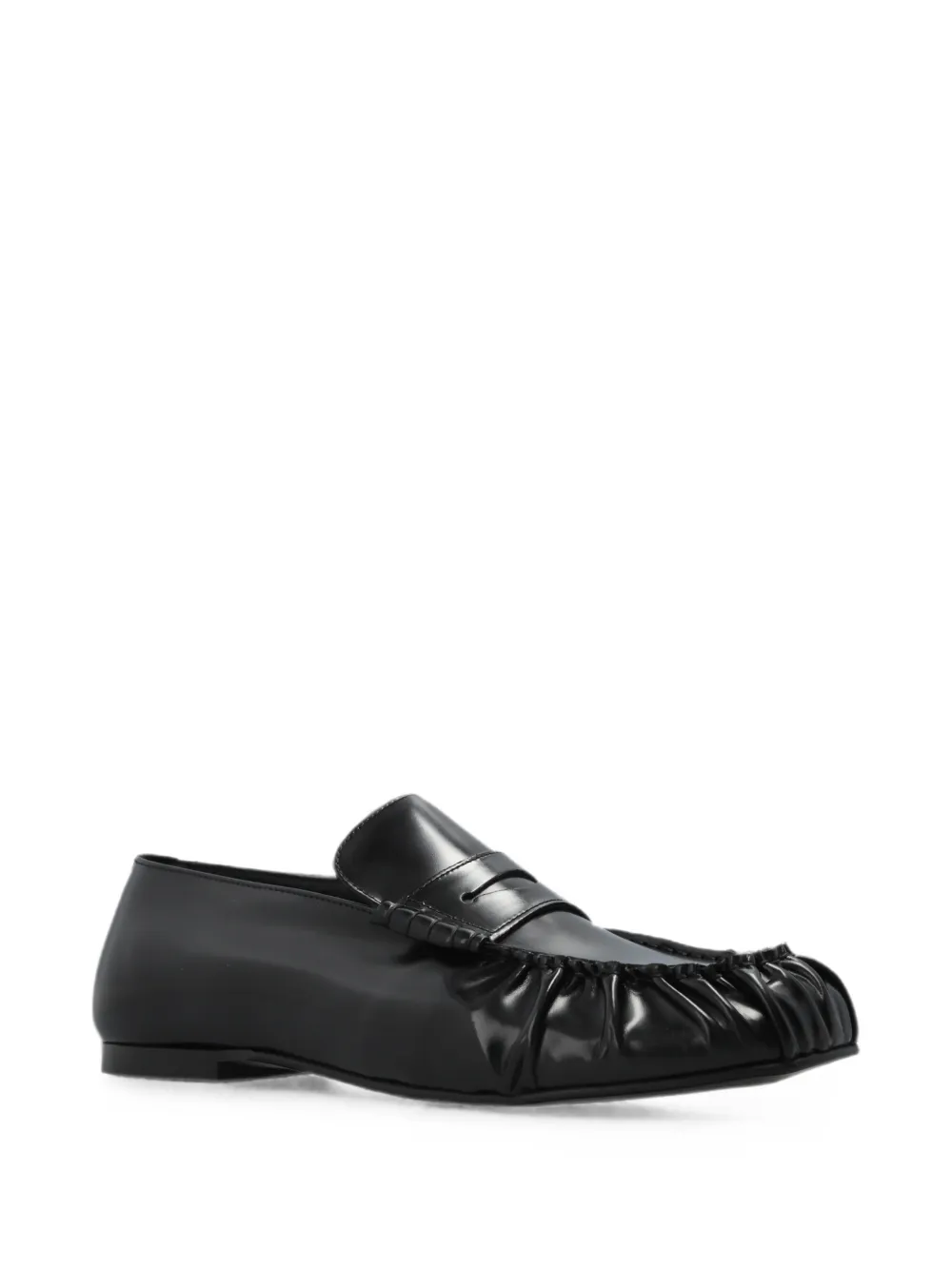 ALOHAS Aven ruched leather loafers Zwart