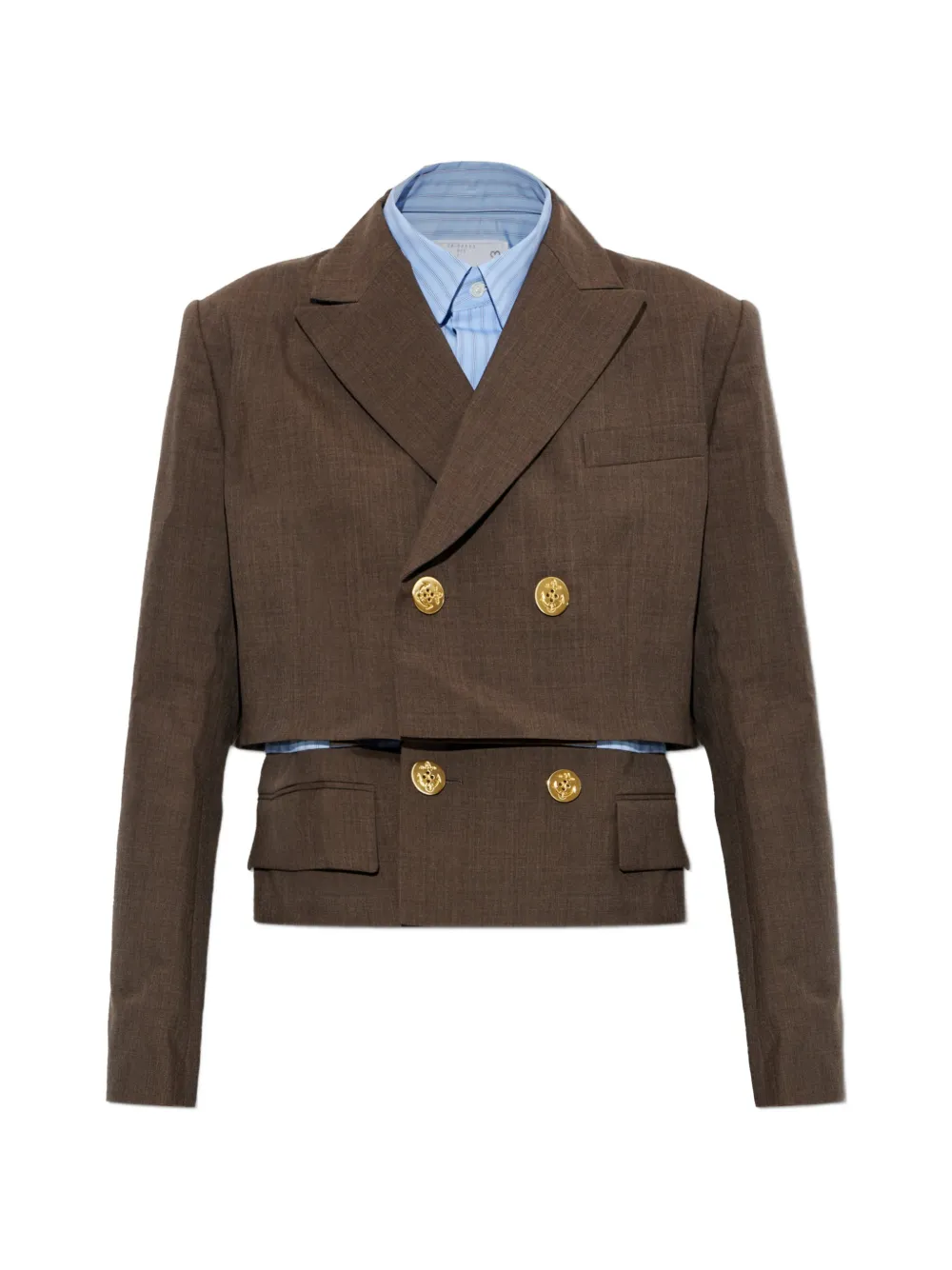 sacai Doppelreihiges Sakko im Layering-Look - Braun