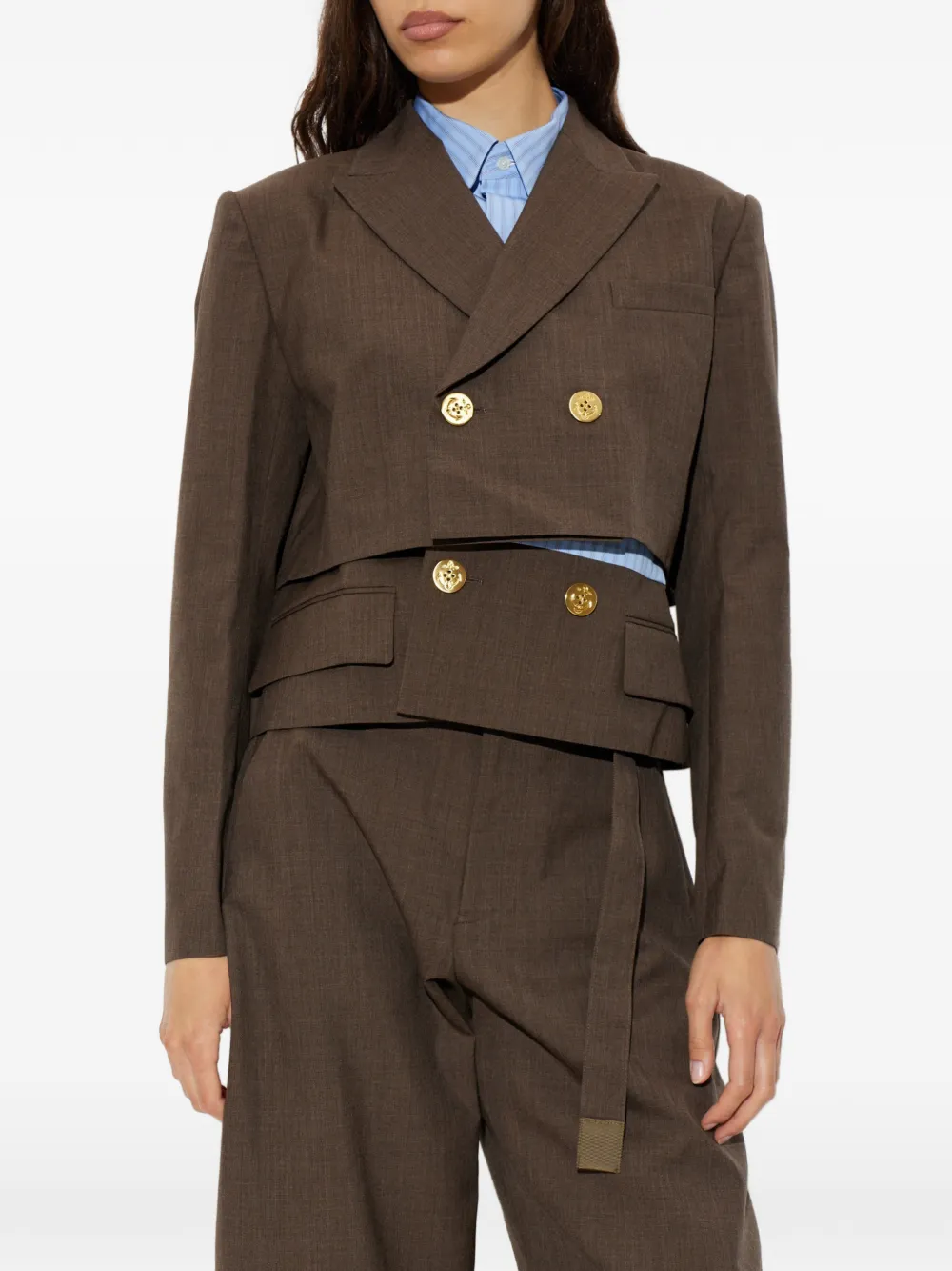 sacai Blazer met dubbele rij knopen Bruin