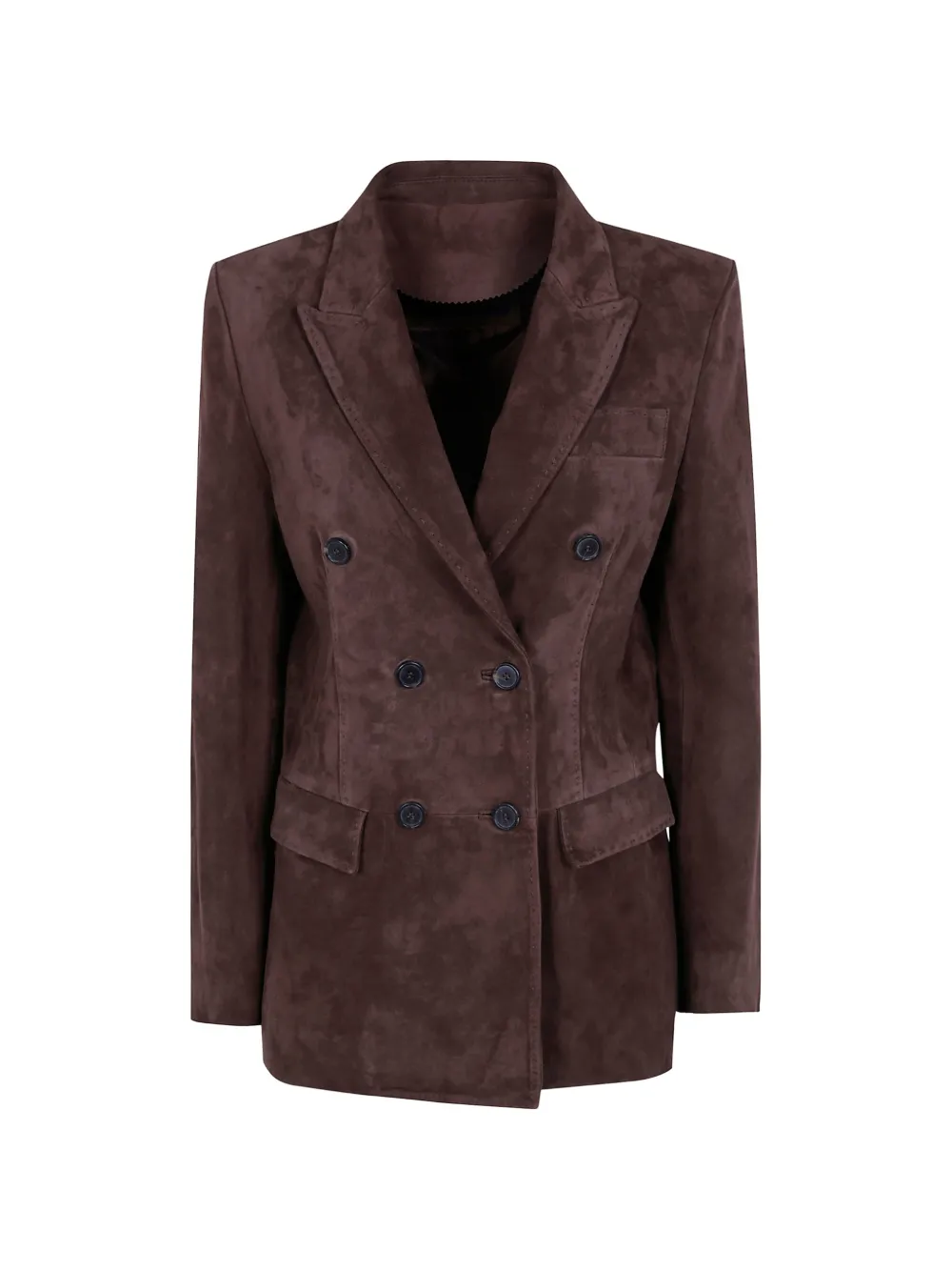 Seventy double-breasted suede jacket - Marrone