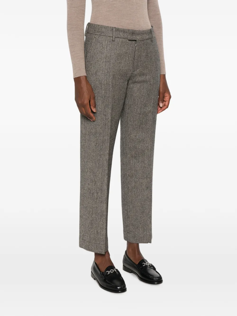 Berwich Broek met visgraatpatroon Beige