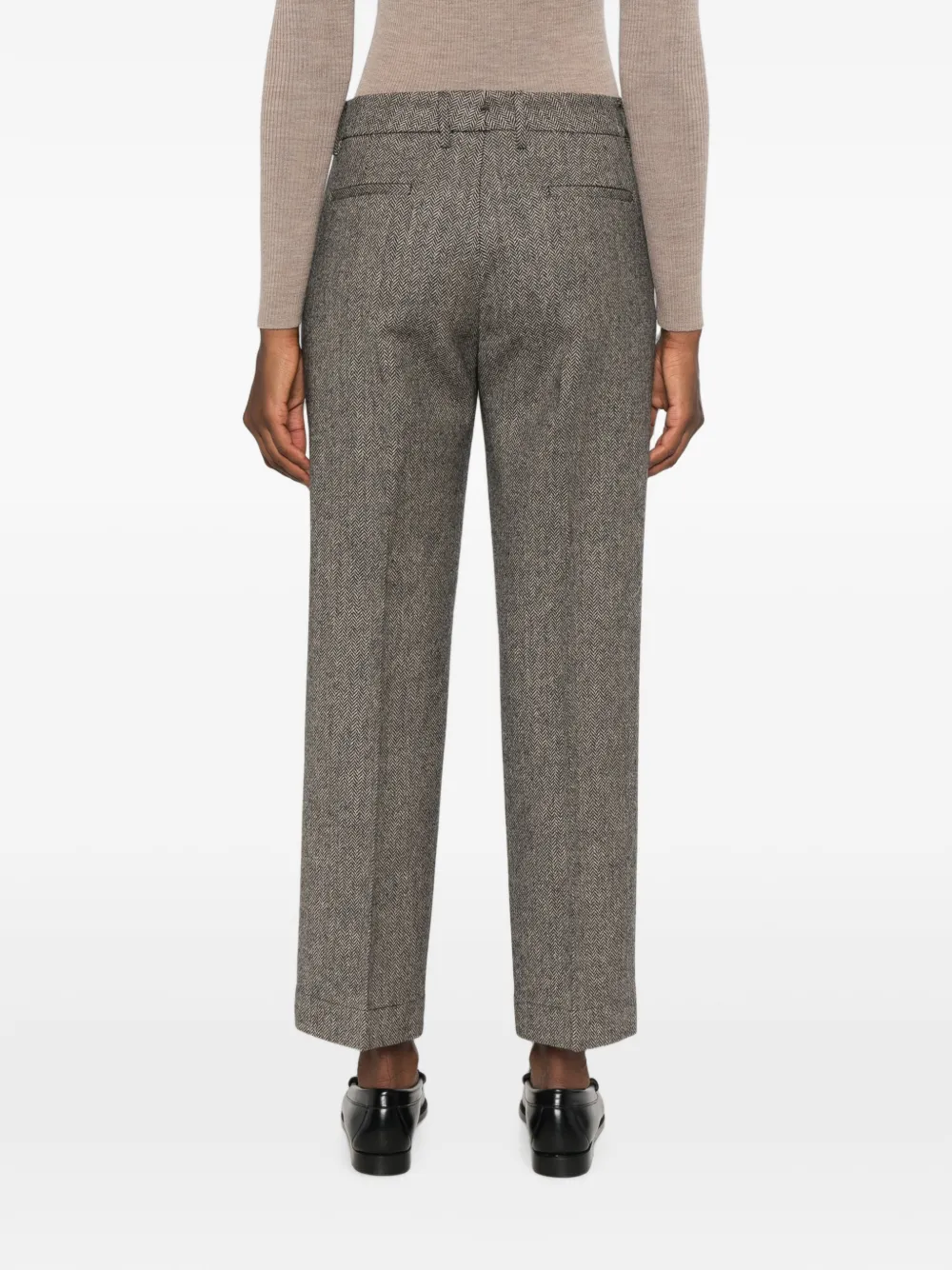 Berwich Broek met visgraatpatroon Beige