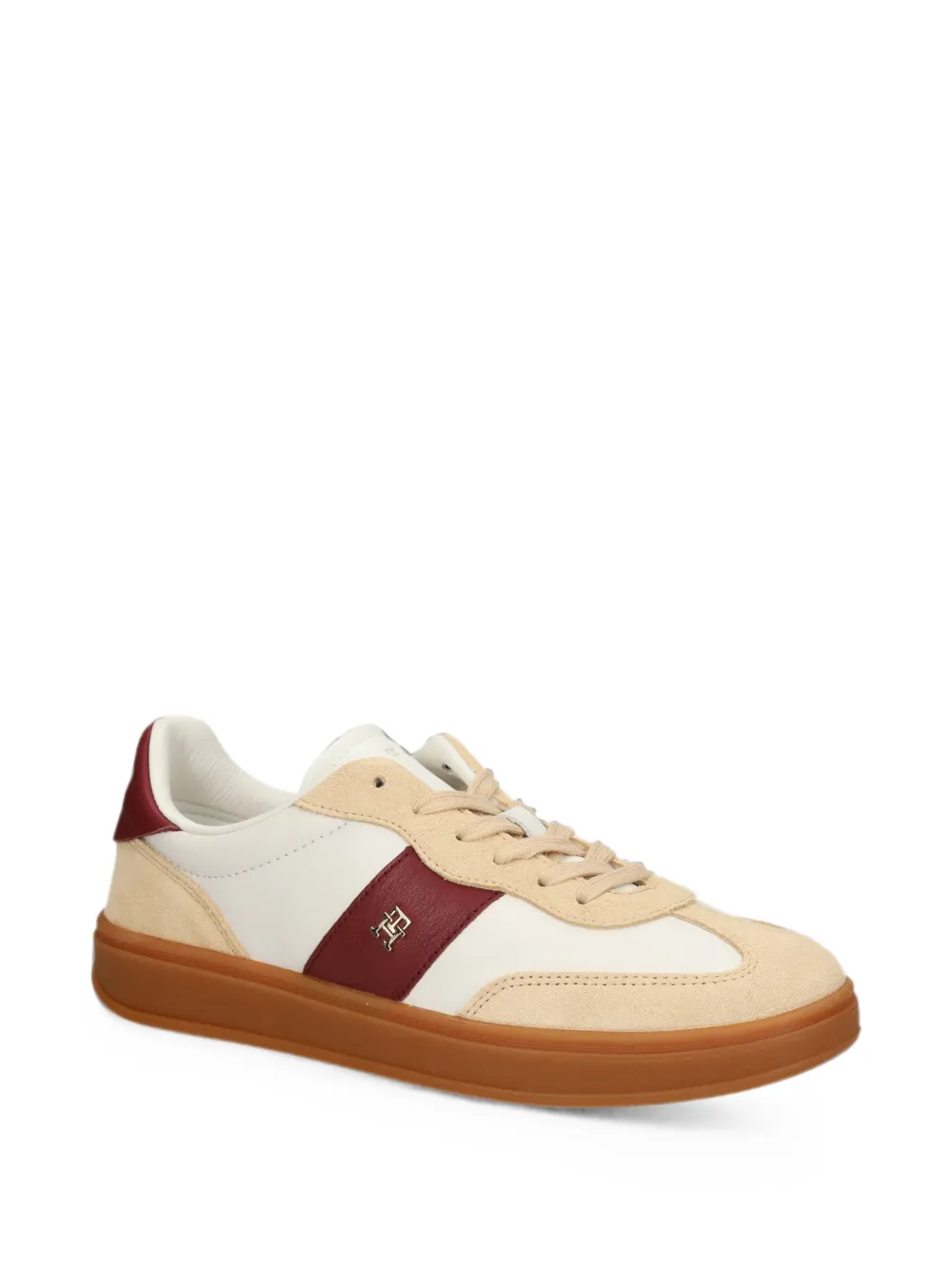 Tommy Hilfiger suede-panelled leather sneakers Wit