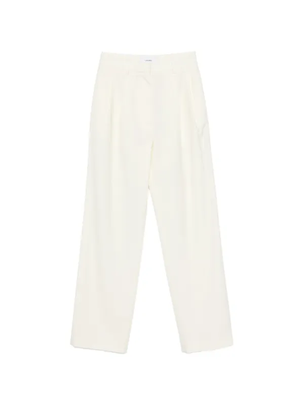 Lardini Pleat-detail Wide-leg Trousers in Neutrals