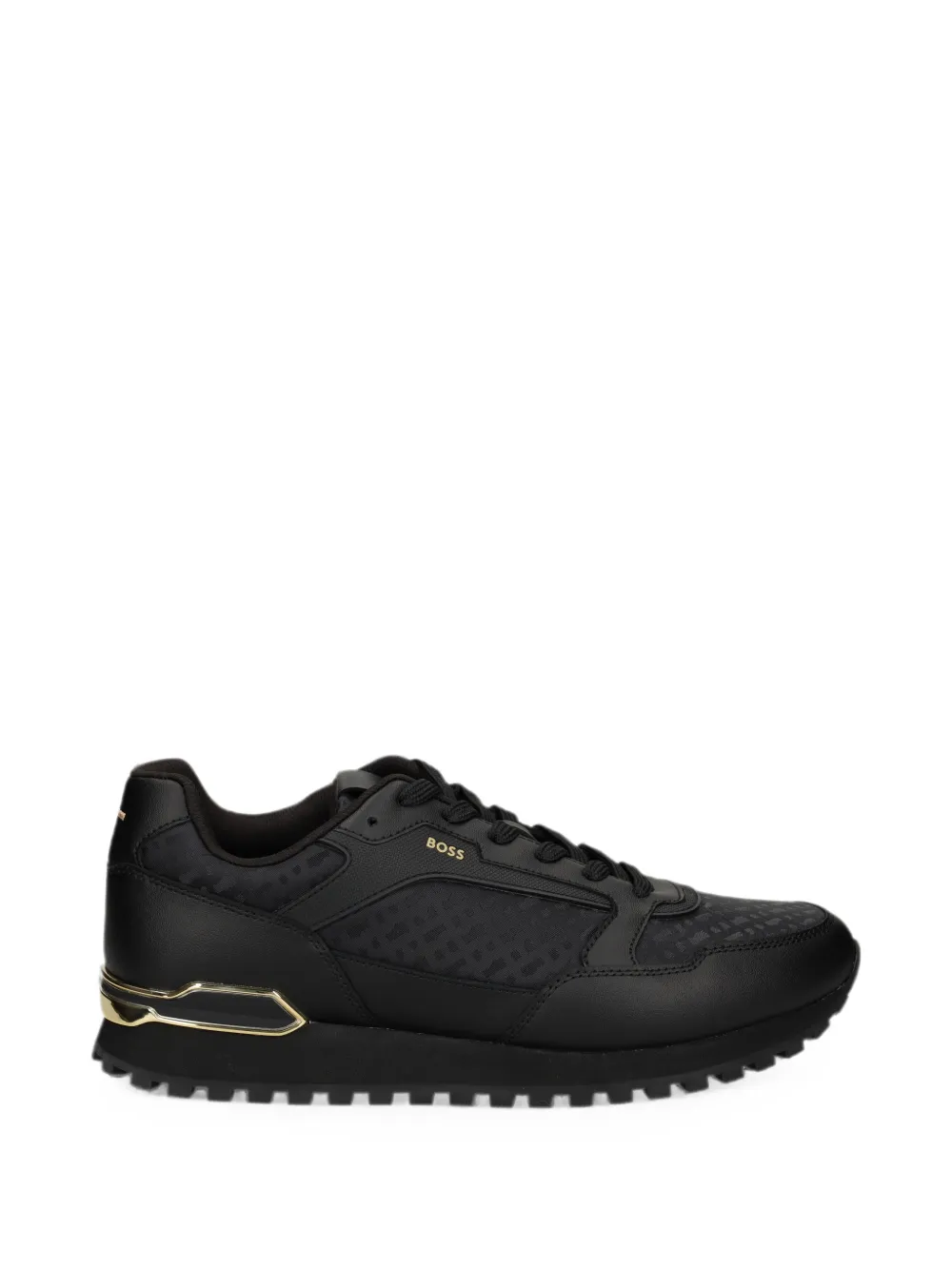BOSS logo-print panelled sneakers Zwart