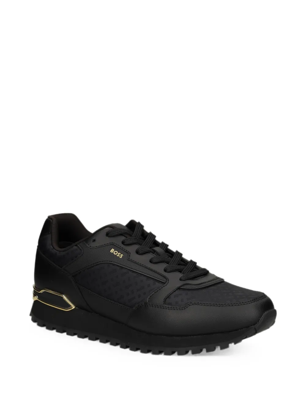 BOSS logo-print panelled sneakers Zwart
