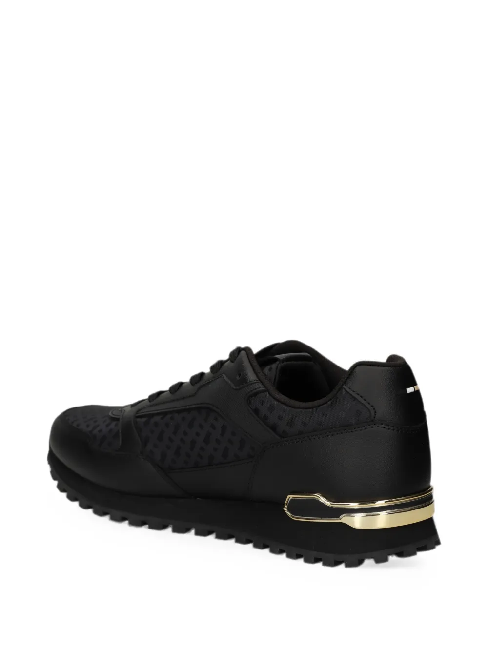 BOSS logo-print panelled sneakers Zwart