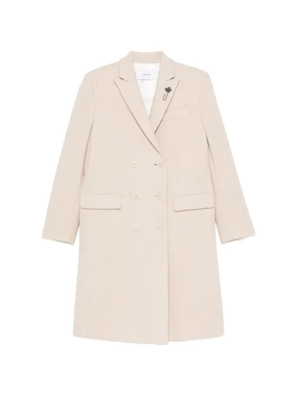 Lardini Double-breasted Notched-lapel Wool Coat in Neutrals