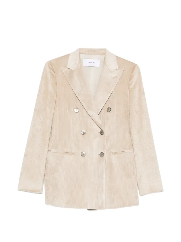 Lardini Double-breasted Corduroy Blazer in Neutrals