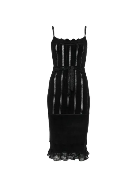 John Galliano Pre-Owned 2000s lace-trim belted midi dress