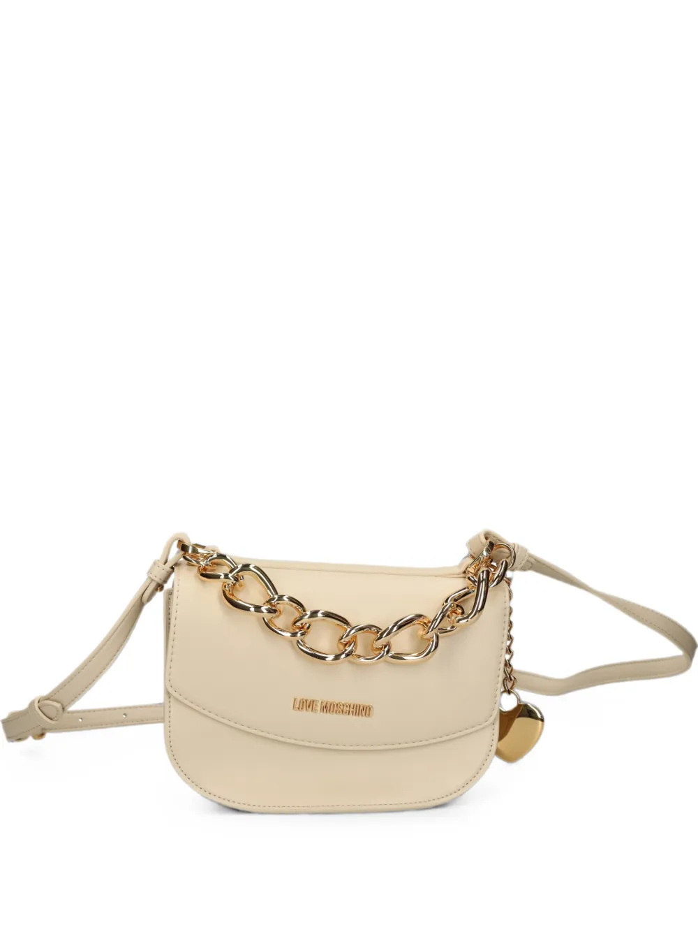 Love Moschino chain-link heart-charm cross body bag - Nude