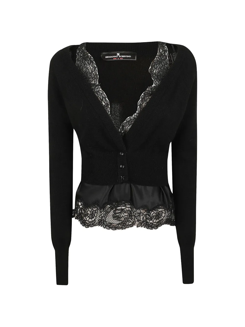 Ermanno Scervino lace-trim layered cardigan - Schwarz
