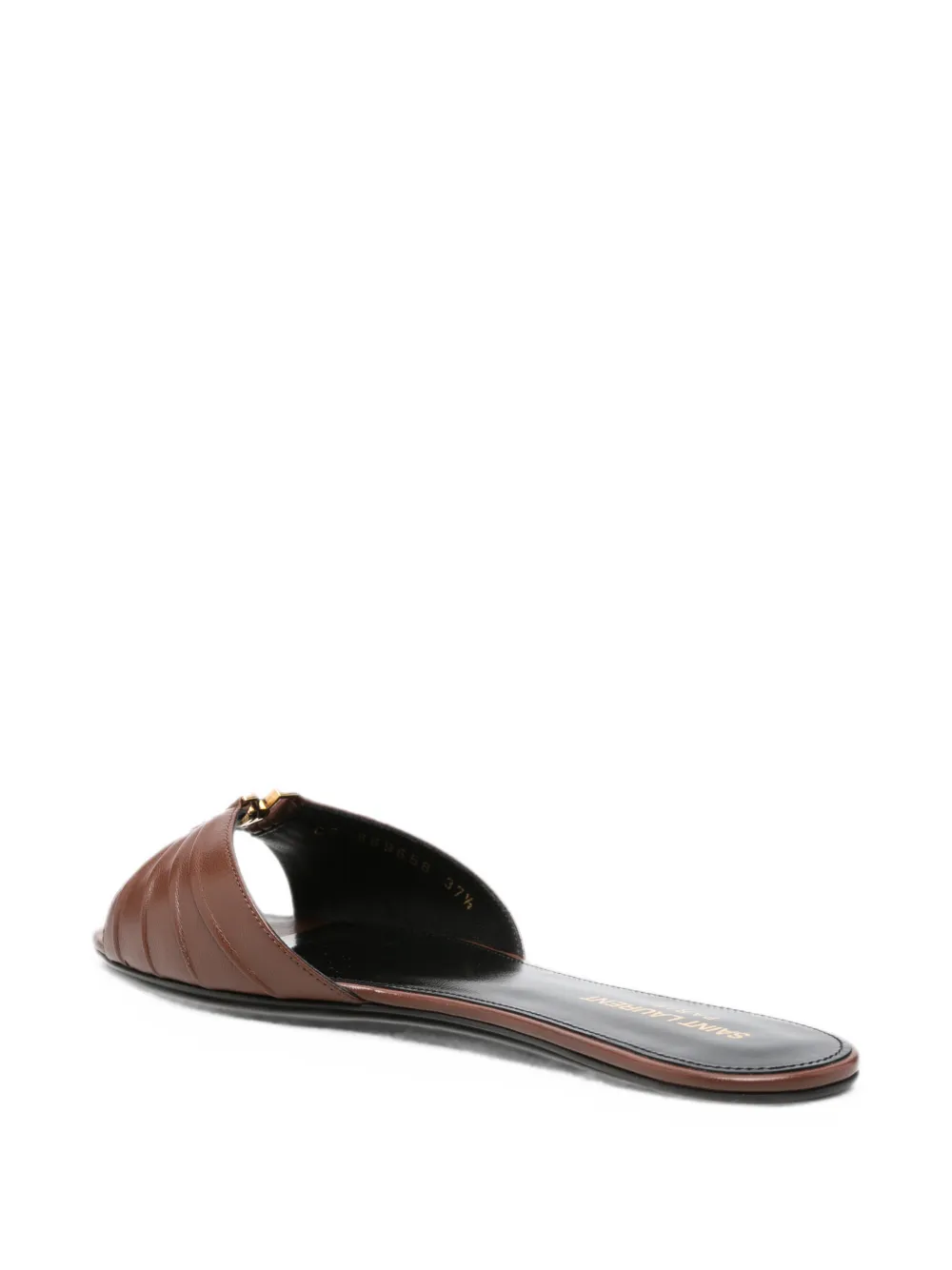 Saint Laurent Cassandra ruched leather sandals Bruin